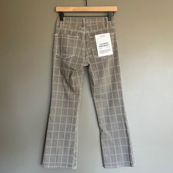 NWT FRAME Le Crop Mini Boot Plaid Jeans Size 25 Grey High Waist Kick Flare Chic - Picture 13 of 16